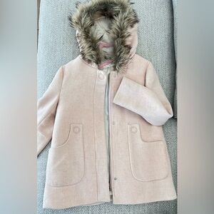 Zara Kids Pink Coat w/Faux Fur Hood Size 9/10 Fall/Winter